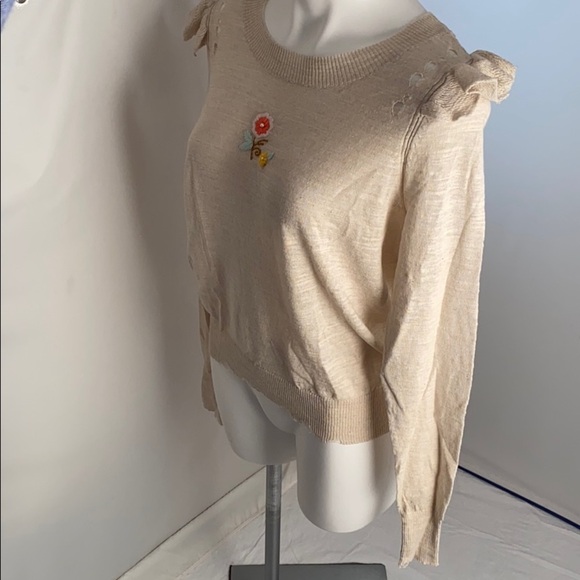 Wildfox Spring Bloom Zanetti in heather nude haze soft knit boho sweater - Picture 4 of 12